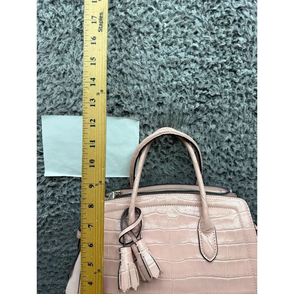 NWOT Kate Spade New York Women's Croc-Embossed Leather & Suede Satchel Bag Pink